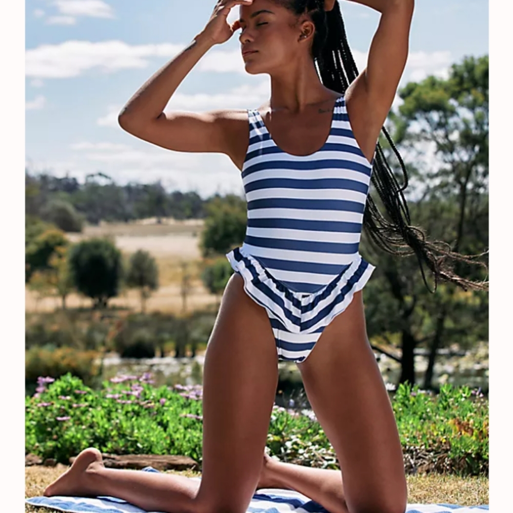 Beach Riot Willow Hip Ruffle Detail One Piece Swimsuit